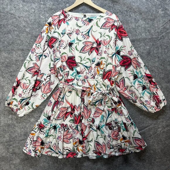 Baltic Born Dresses & Skirts - NWT Baltic Born Dress Womens Plus 2X Cream Floral Belted Tally Mini Ruffle Boho